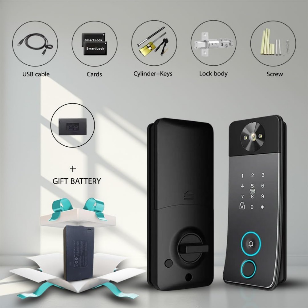 Smart Door Lock with Camera, D - Video Doorbell review and price