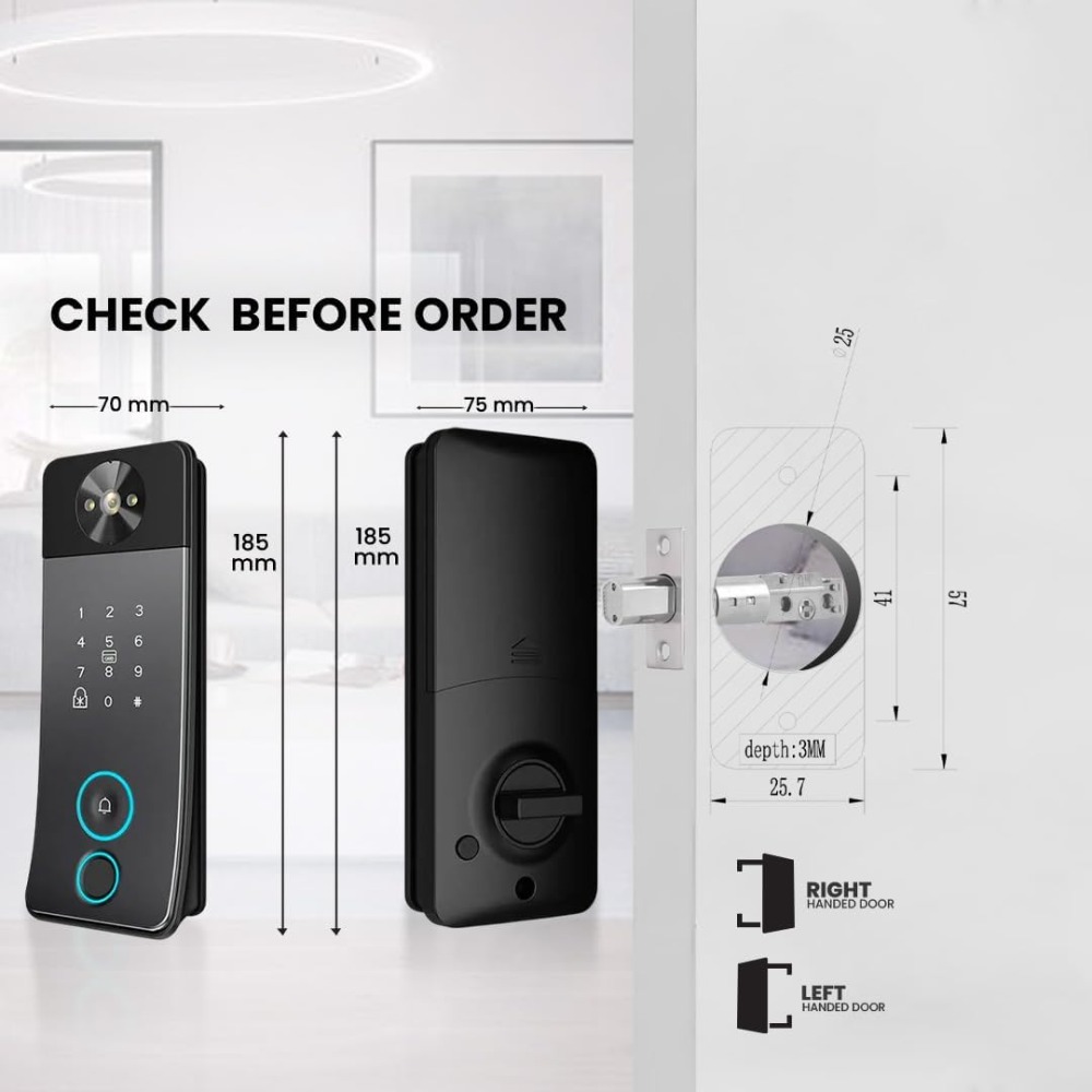 Smart Door Lock with Camera, D - Video Doorbell review and price